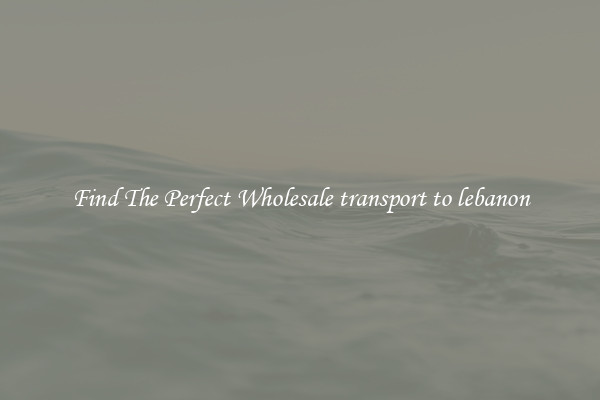 Find The Perfect Wholesale transport to lebanon