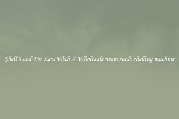 Shell Food For Less With A Wholesale neem seeds shelling machine